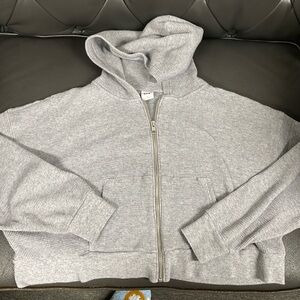 Waffle cropped zip up